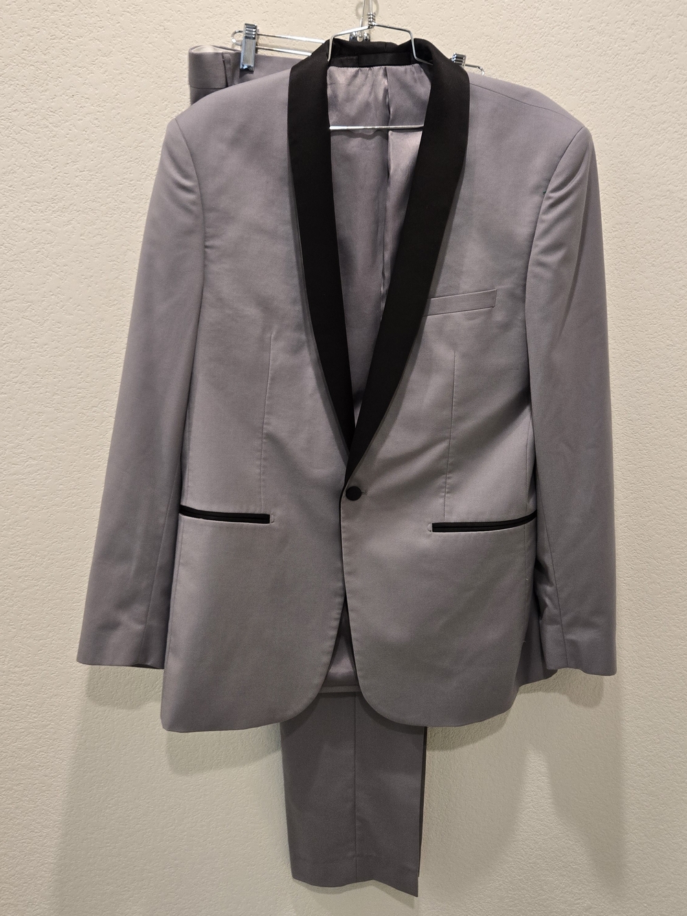 Braveman Gray Tuxedo Blazer with Black Satin Shawl Lapel